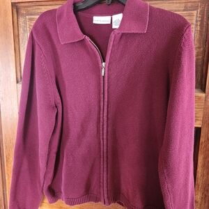 Croft & Barrow Burgundy Zip-Up Sweater